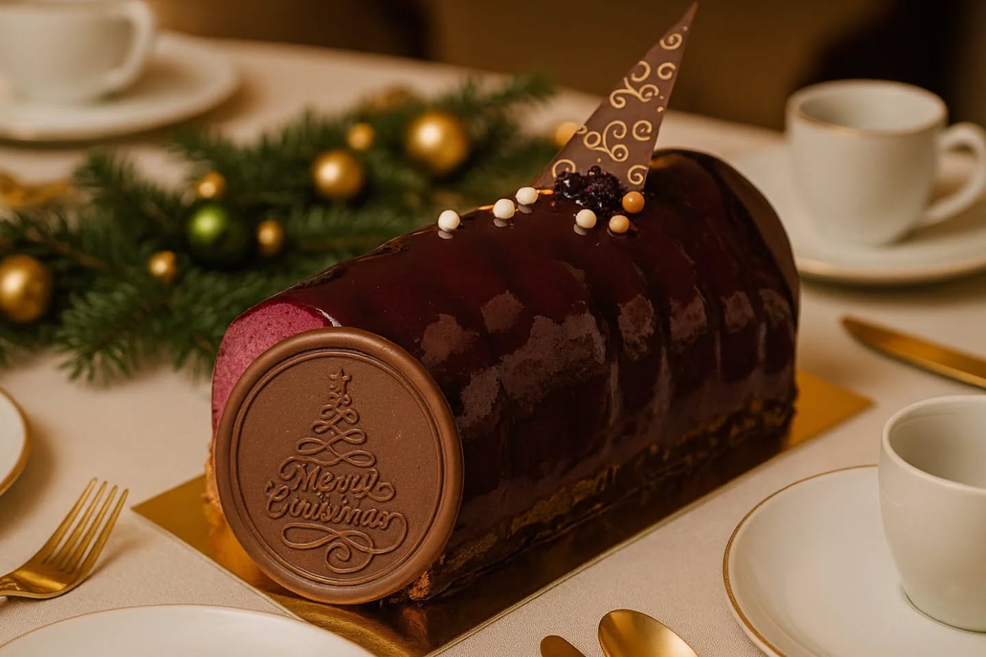 Bûche Noële 2025 🎄

Gewürz-Beerenmousse/ Creme fraîche/ dunkler Schokoladenganache/ Knuspereinlage / saftiger Magarethenboden

Alles in perfekter Abstimmung miteinander,  als Highlight an Weihnachten.✨️

Nur auf Bestellung bis 19.12!
Abholungen am 23. oder 24.12. in unseren Geschäften.

Einfach anrufen (09843-97935), mailen (info@chocolateriegeandcru.de) oder hier anworten! 😀

Die Torte habe ich gemacht und fotogeagiert. Den Hintergrund habe ich von KI generieren lassen. Das wollte ich mal ausprobieren.😉